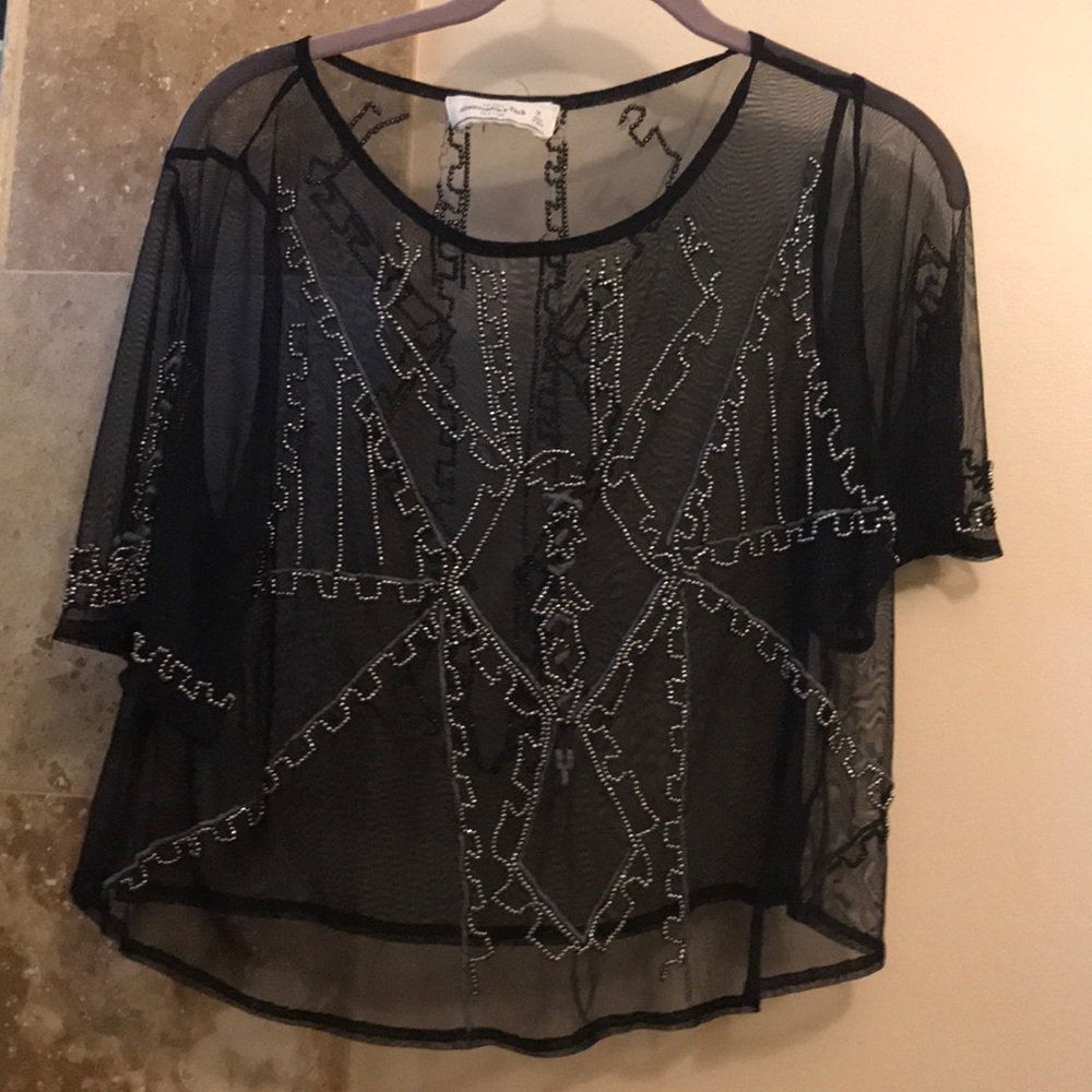 Black Mesh Beeded Croptop